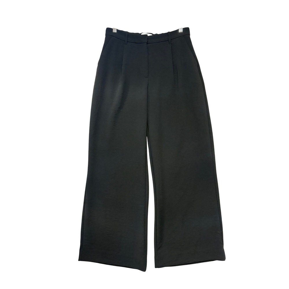 Abercrombie & Fitch Black Wide Leg Pleated Trousers High Rise Size 8 29 Pants